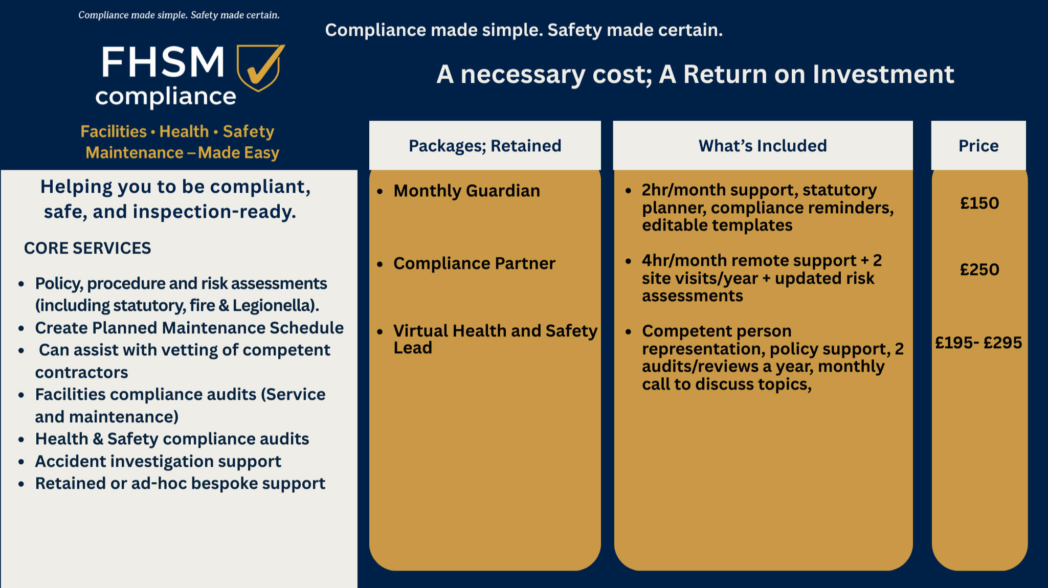 Expert safety compliance support ftoo suit your budget and needs